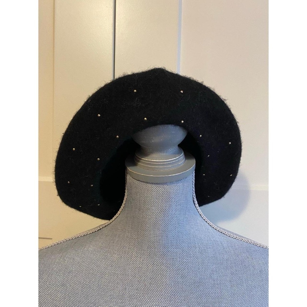 Lucky Brand Flat Hat Beret Studded Wool OSFM Academia Poet Core sku23